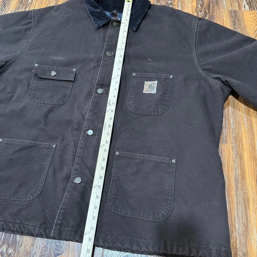 VTG Carhartt Mens 3XL Dark Brown Blanket Duck Canvas Chore Coat Jacket Detroit